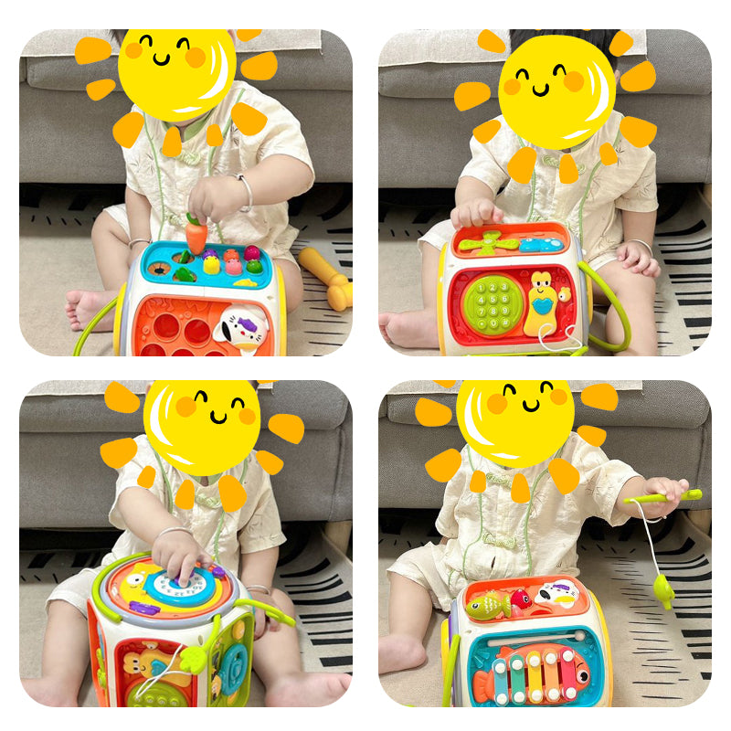 Baby Educational Toy with Music & Lights, 9 Panel Activity Cube for Toddler Learning,Developmental Sensory Toy