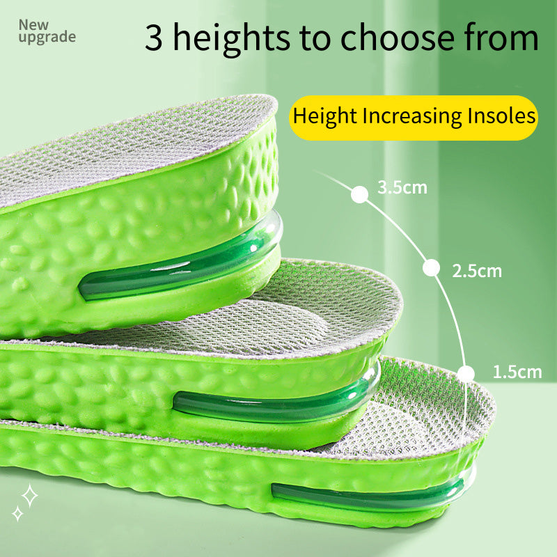 Breathable Air Cushion Height Increase Insoles Sweat & Odour Control Shock Absorbing Sports Shoe Insoles for Men & Women