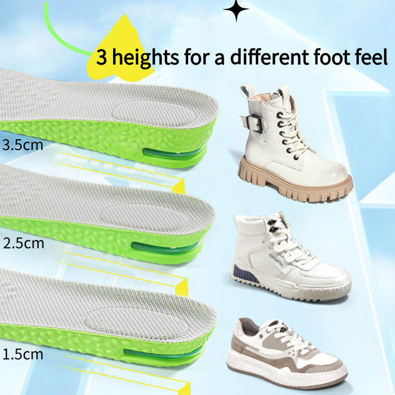 Breathable Air Cushion Height Increase Insoles Sweat & Odour Control Shock Absorbing Sports Shoe Insoles for Men & Women