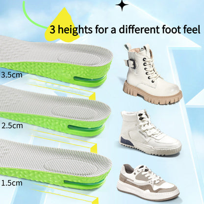 Breathable Air Cushion Height Increase Insoles Sweat & Odour Control Shock Absorbing Sports Shoe Insoles for Men & Women
