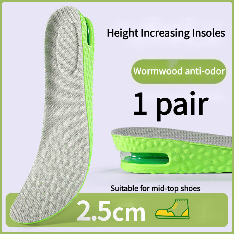 Breathable Air Cushion Height Increase Insoles Sweat & Odour Control Shock Absorbing Sports Shoe Insoles for Men & Women