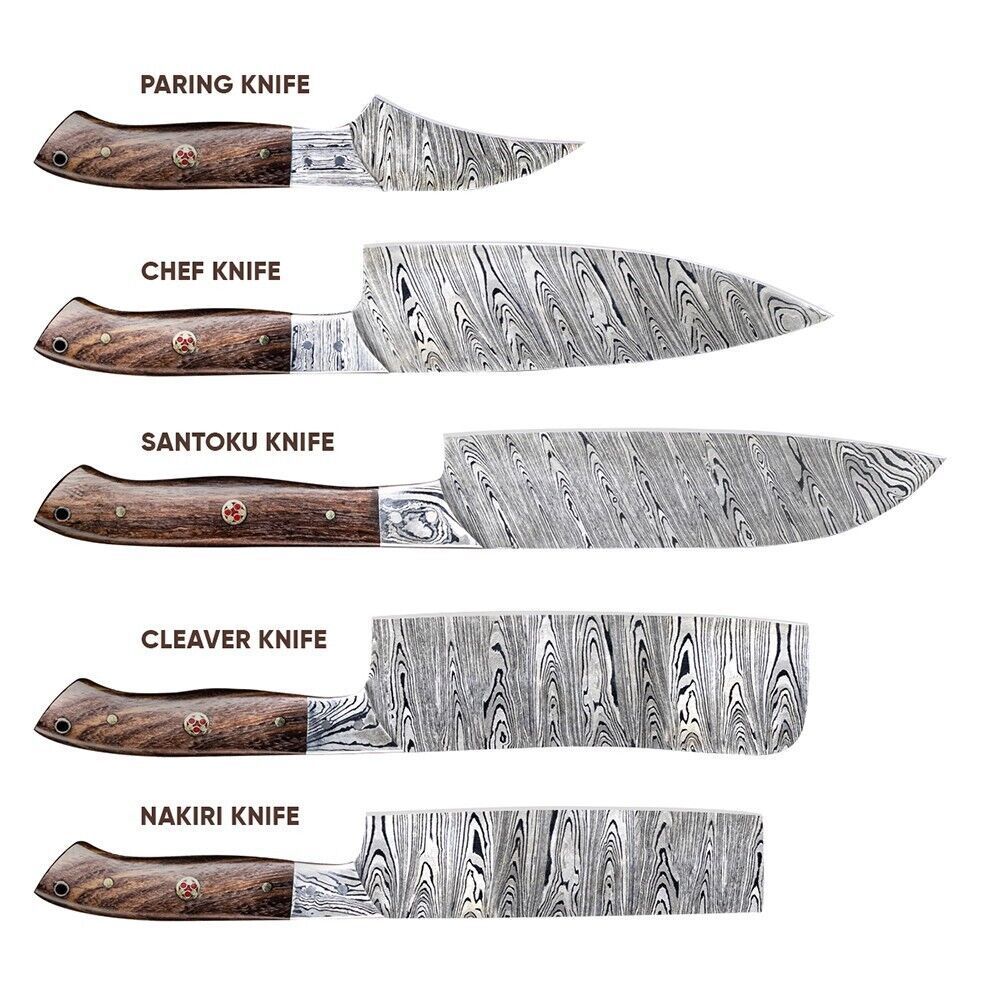 Damascus Steel Forged Kitchen Knives  5 Pc Handmade Chef Set 3