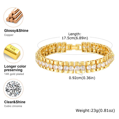 14K Gold Plated Paperclip Chain Bracelet  Adjustable Cubic Zirconia Link Jewelry For Women 3