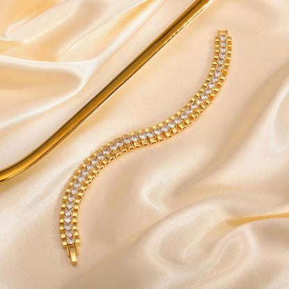14K Gold Plated Paperclip Chain Bracelet  Adjustable Cubic Zirconia Link Jewelry For Women 5