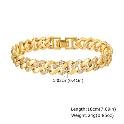 14K Gold Plated Paperclip Chain Bracelet  Adjustable Cubic Zirconia Link Jewelry For Women 7