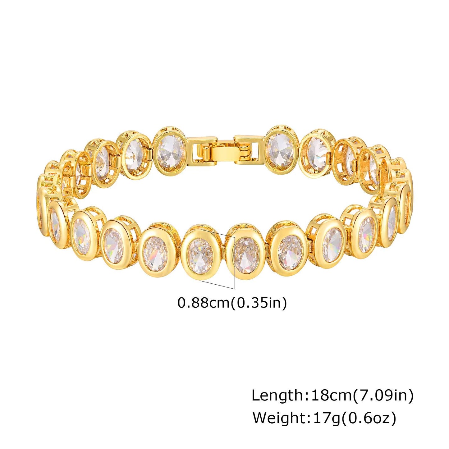 14K Gold Plated Paperclip Chain Bracelet  Adjustable Cubic Zirconia Link Jewelry For Women 9