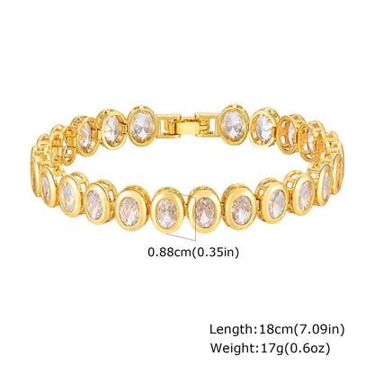 14K Gold Plated Paperclip Chain Bracelet  Adjustable Cubic Zirconia Link Jewelry For Women 9