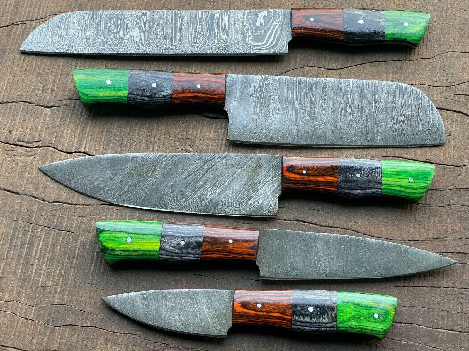 Handmade Damascus Steel Kitchen Knife Set  Professional Chefs Knives 1