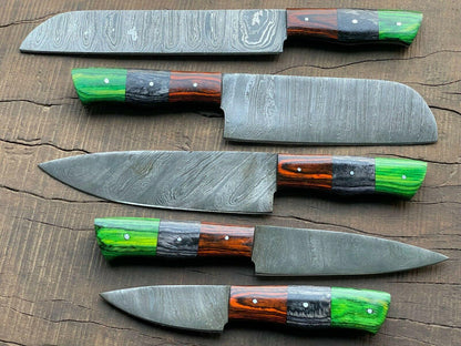 Handmade Damascus Steel Kitchen Knife Set  Professional Chefs Knives 1