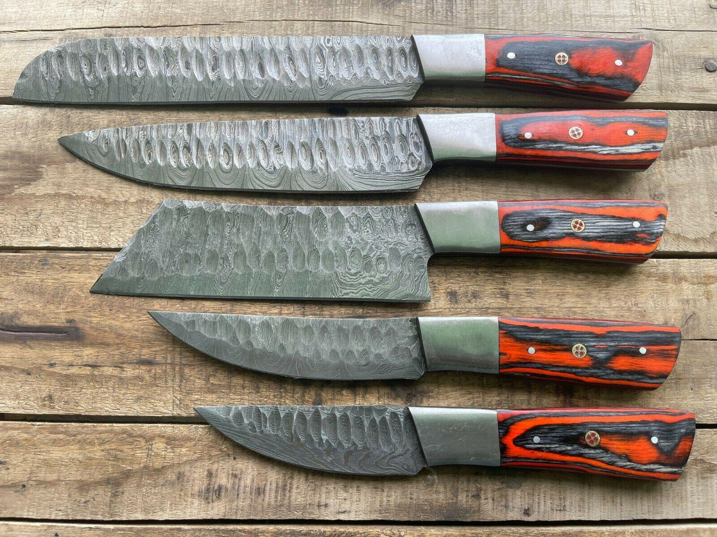 Handcrafted Damascus Steel Kitchen Knives  5 Pc Professional Set 3