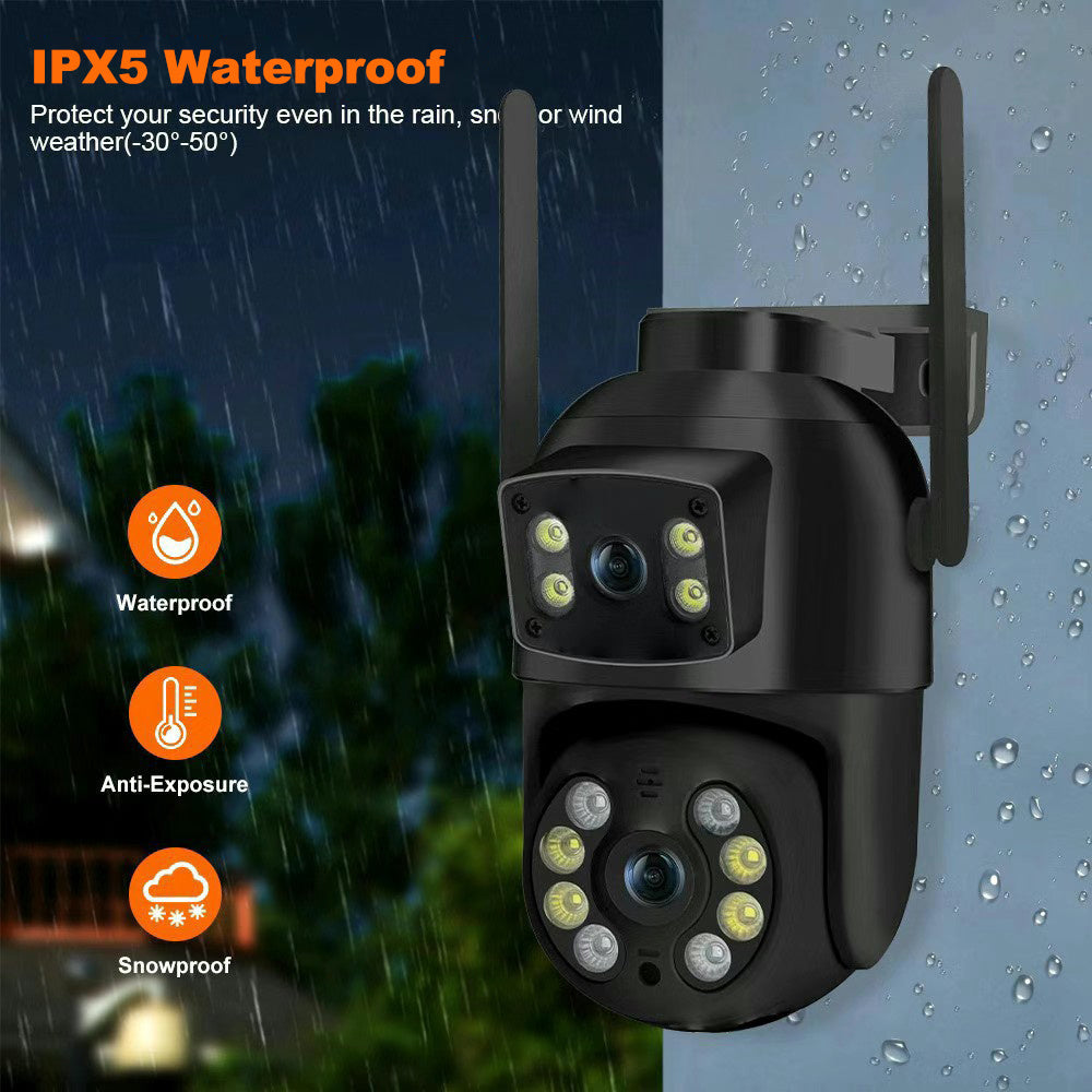 Dual Lens AI Human Detection 8MP 4K PTZ WiFi Camera, Wireless Outdoor IP
