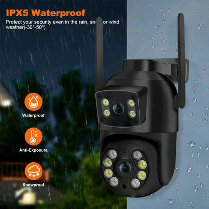 Dual Lens AI Human Detection 8MP 4K PTZ WiFi Camera, Wireless Outdoor IP