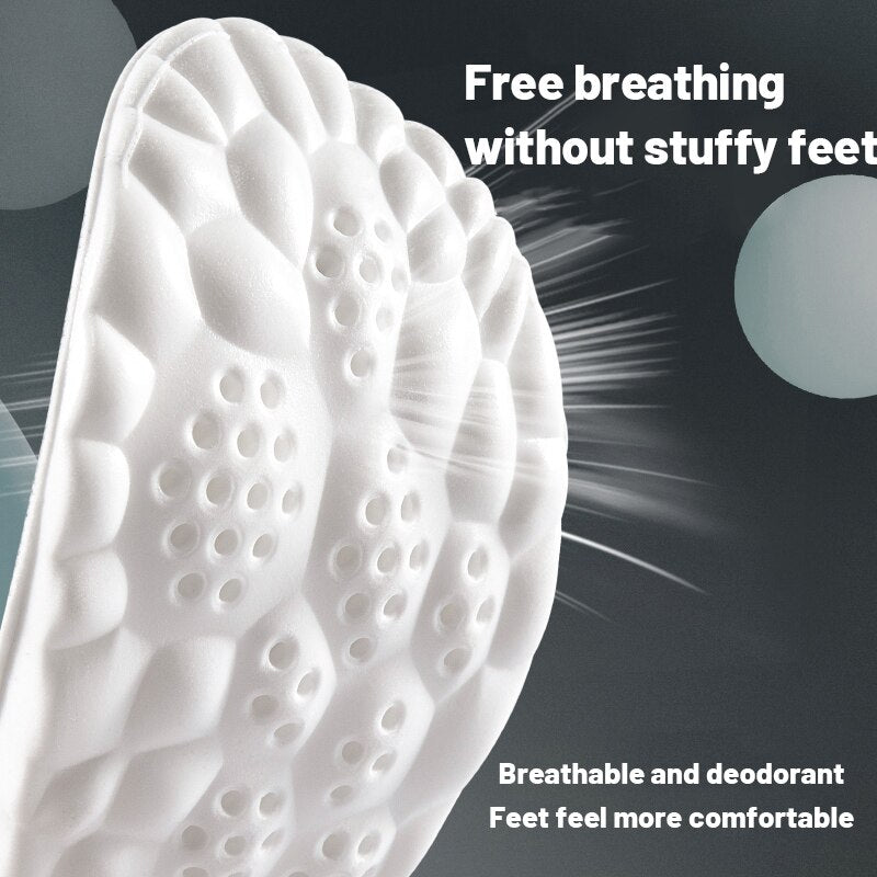 4D Sport Insoles for Shoes, Shock Absorption Breathable Cushion Deodorant Running Insoles for Men and Women