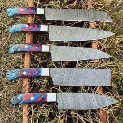 Exclusive Handmade Damascus Steel Kitchen Knife Collection  5 Pc 1
