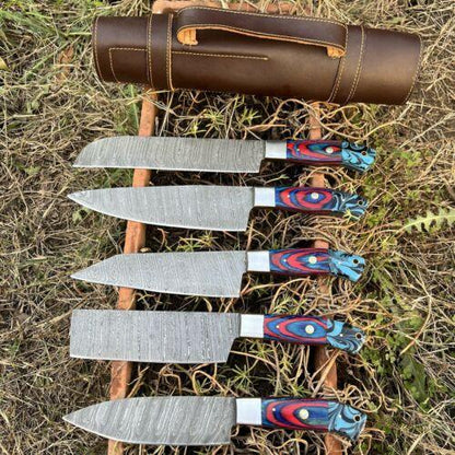 Exclusive Handmade Damascus Steel Kitchen Knife Collection  5 Pc 2