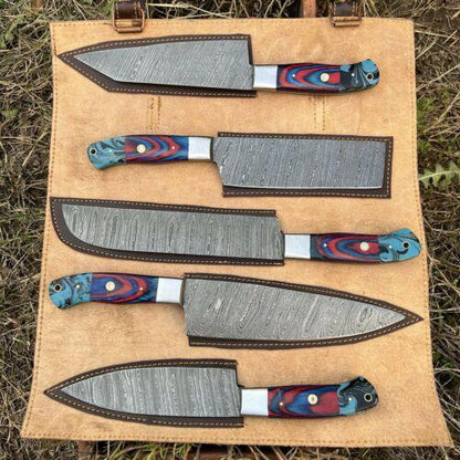 Exclusive Handmade Damascus Steel Kitchen Knife Collection  5 Pc 3