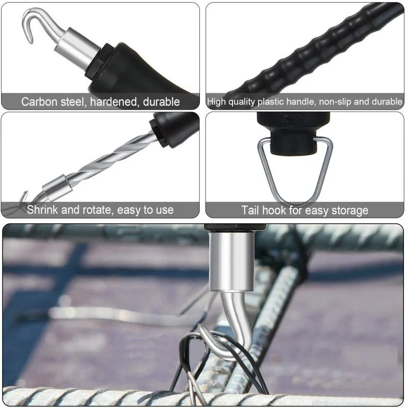 Rebar Tie Wire Twister Tool, Straight Pull Bar Binding Hook for Effortless Construction Site Winding
