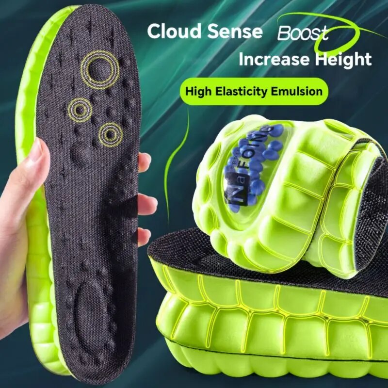 4D Cloud Sport Insoles PU Air Cushion Soft Orthopedic Shoe Inserts Shock Absorption Breathable Running Deodorant Sole