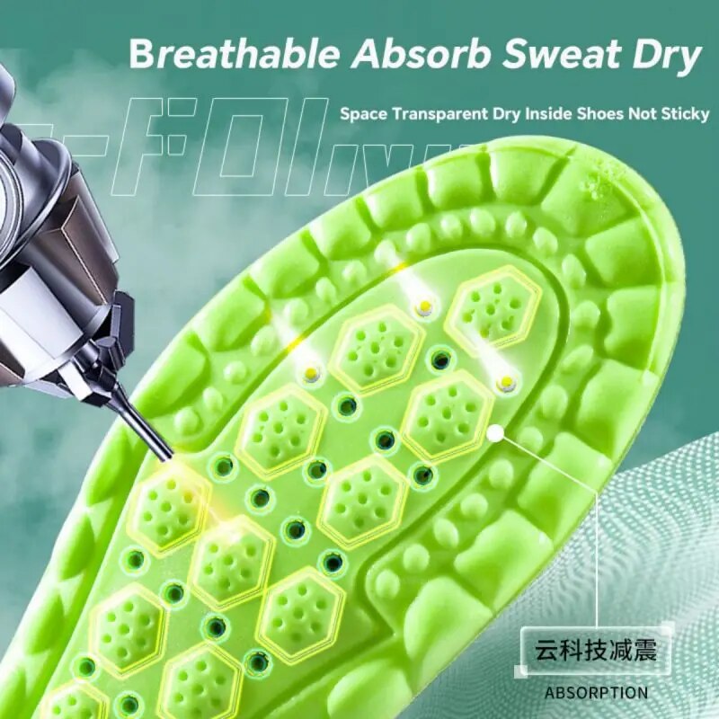 4D Cloud Sport Insoles PU Air Cushion Soft Orthopedic Shoe Inserts Shock Absorption Breathable Runn 4
