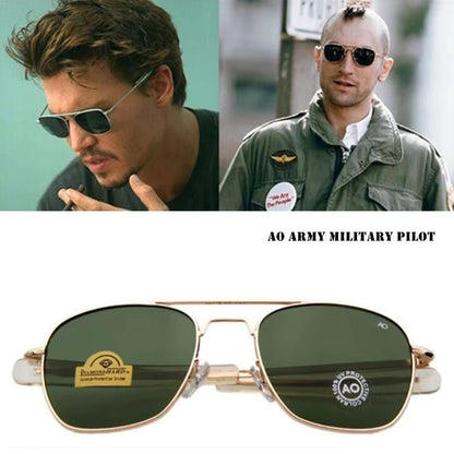 Classic Aviation Sunglasses for Men – Military-Inspired Optical Glass Lens Shades