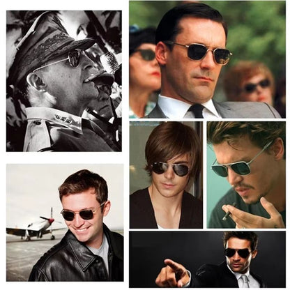 Classic Aviation Sunglasses For Men  MilitaryInspired Optical Glass Lens Shades 1