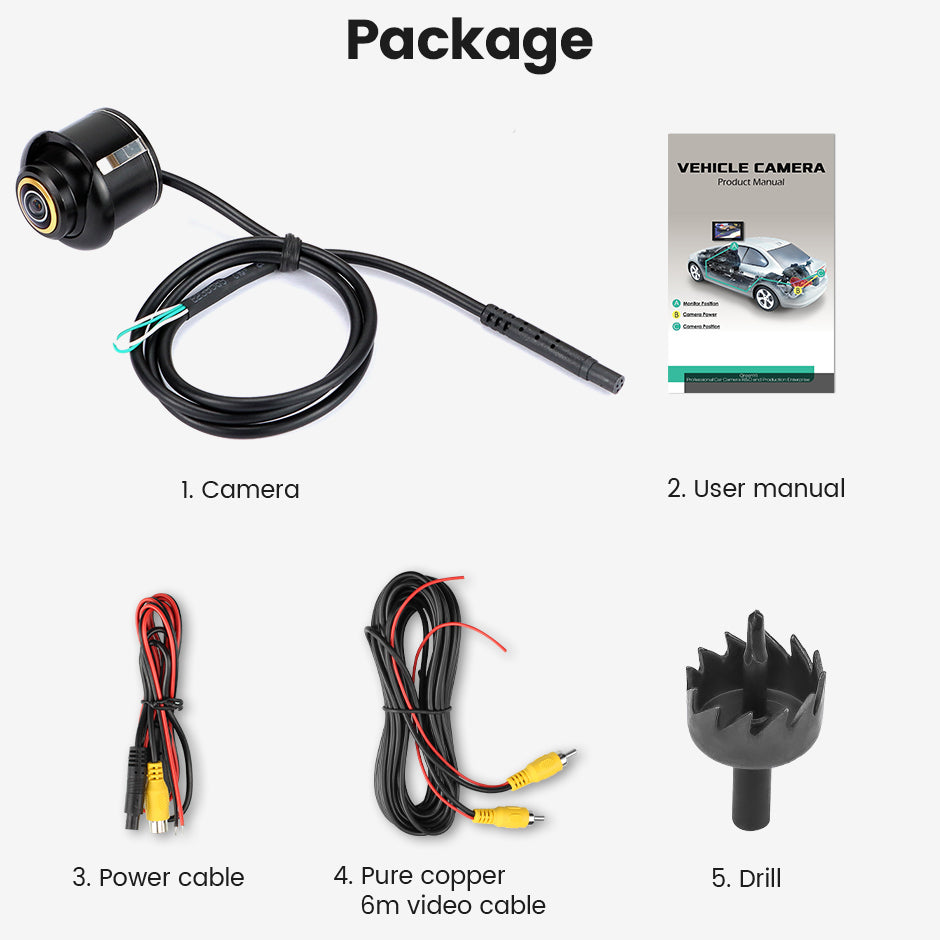 Metal Body Car Reversing Fisheye Lens Camera, AHD 1920x1080P CBVS 720P Black Rear View, Backup Parking Camera