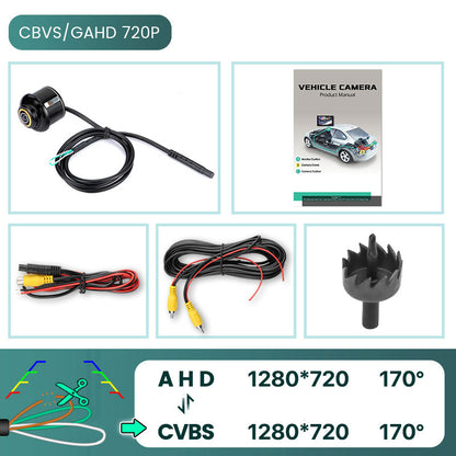 Metal Body Car Reversing Fisheye Lens Camera, AHD 1920x1080P CBVS 720P Black Rear View, Backup Parking Camera