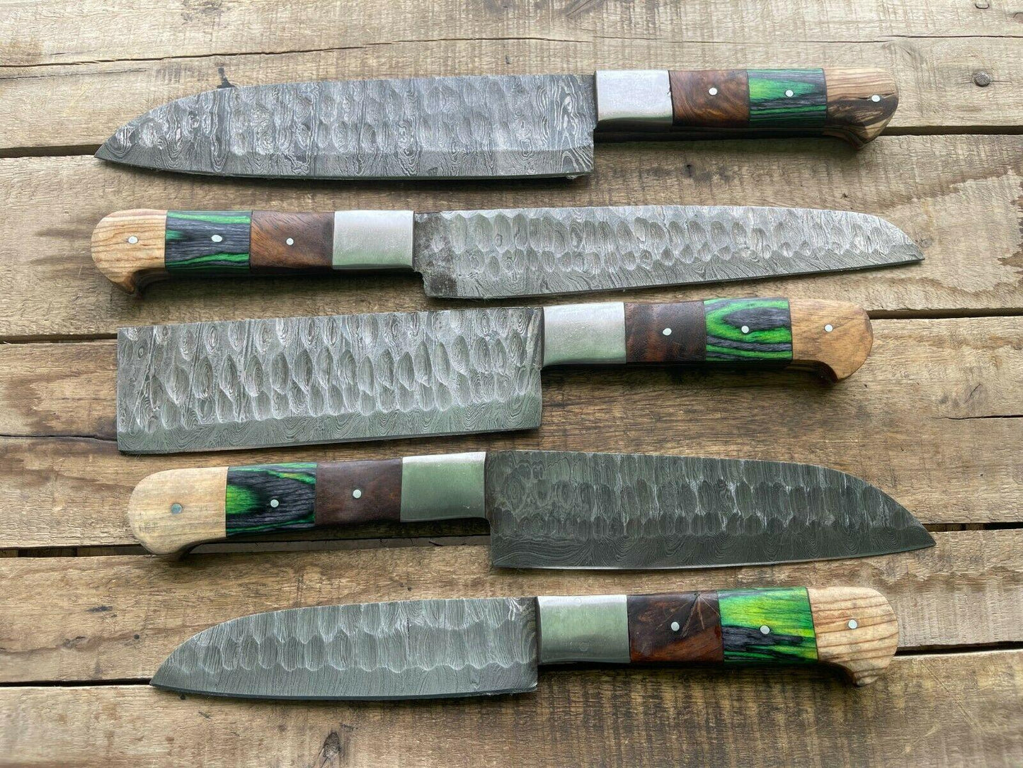 Professional Handmade Damascus Kitchen Knives  Chef Set Of 5 1