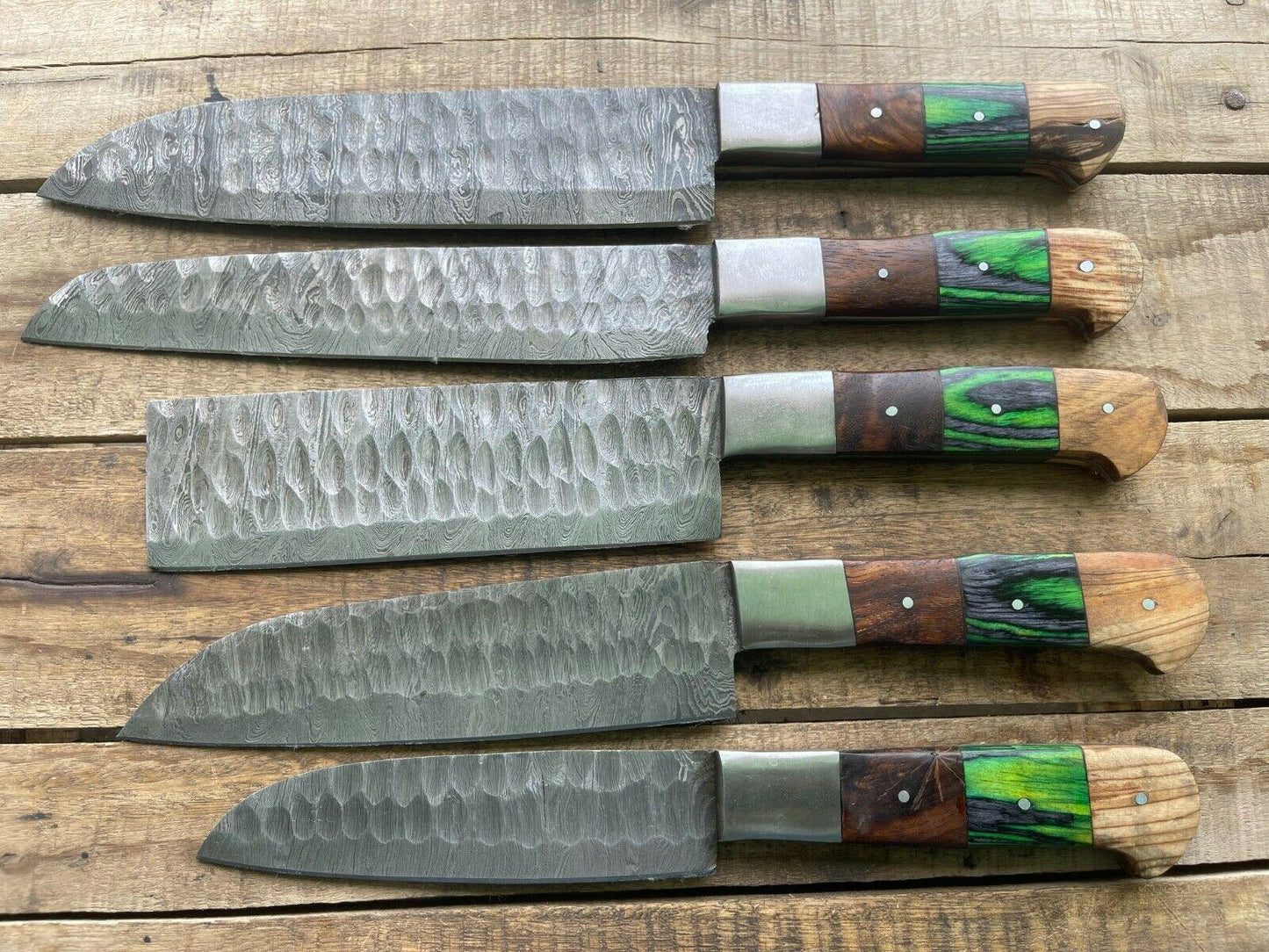 Professional Handmade Damascus Kitchen Knives  Chef Set Of 5 2