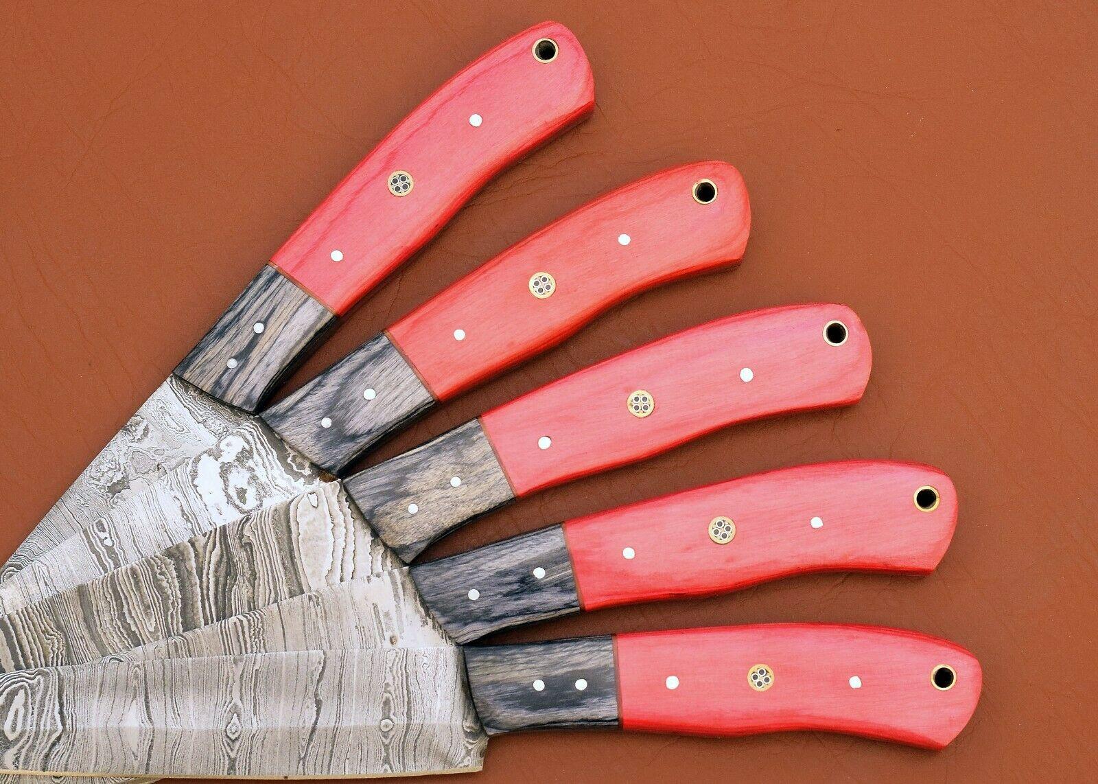 Forged Damascus Steel Chef Knife Set  Handmade 5 Pc Kitchen Cutlery 2