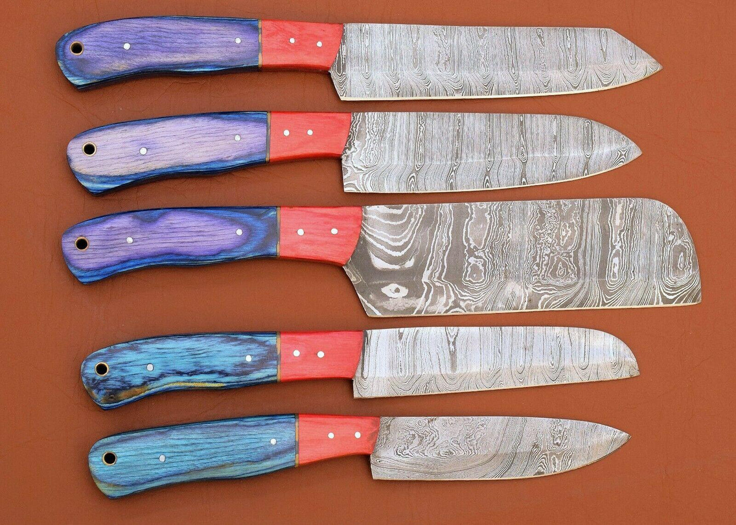 Custom Handmade Damascus Steel Chef Knife Set  5 Pc Kitchen Tools 1