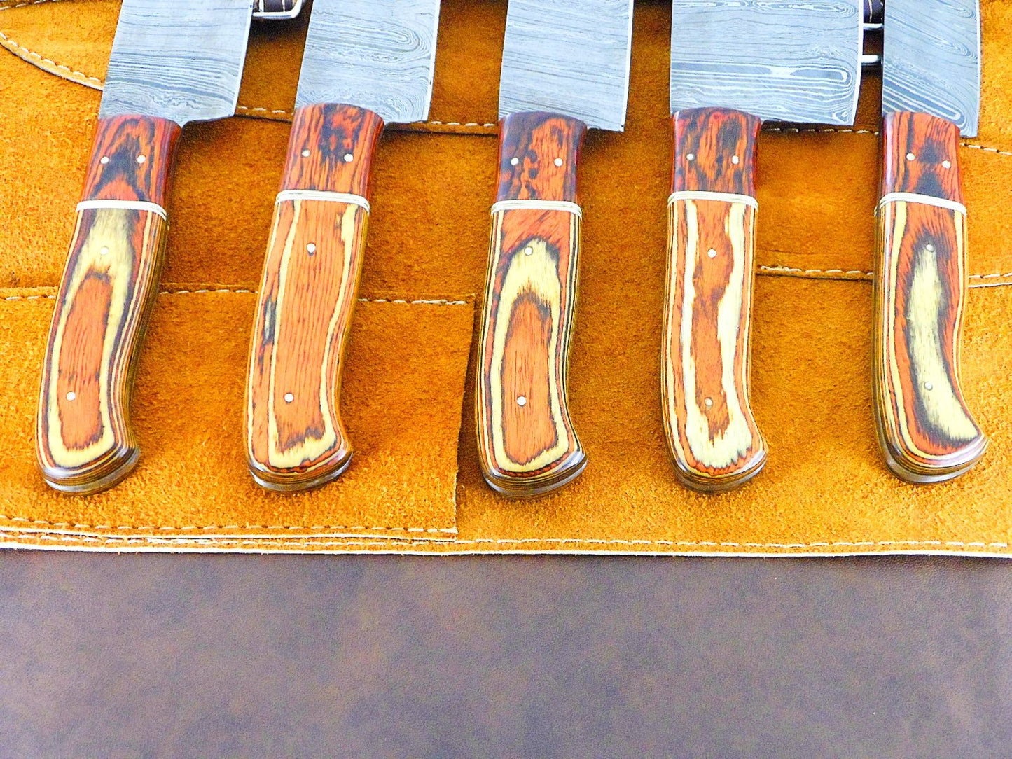 Exclusive Handmade Damascus Steel Chef Knife Set  5 Pc Cutlery 1