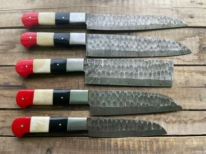 Professional Damascus Steel Kitchen Knife Set  5 Handmade Chef Knives 1