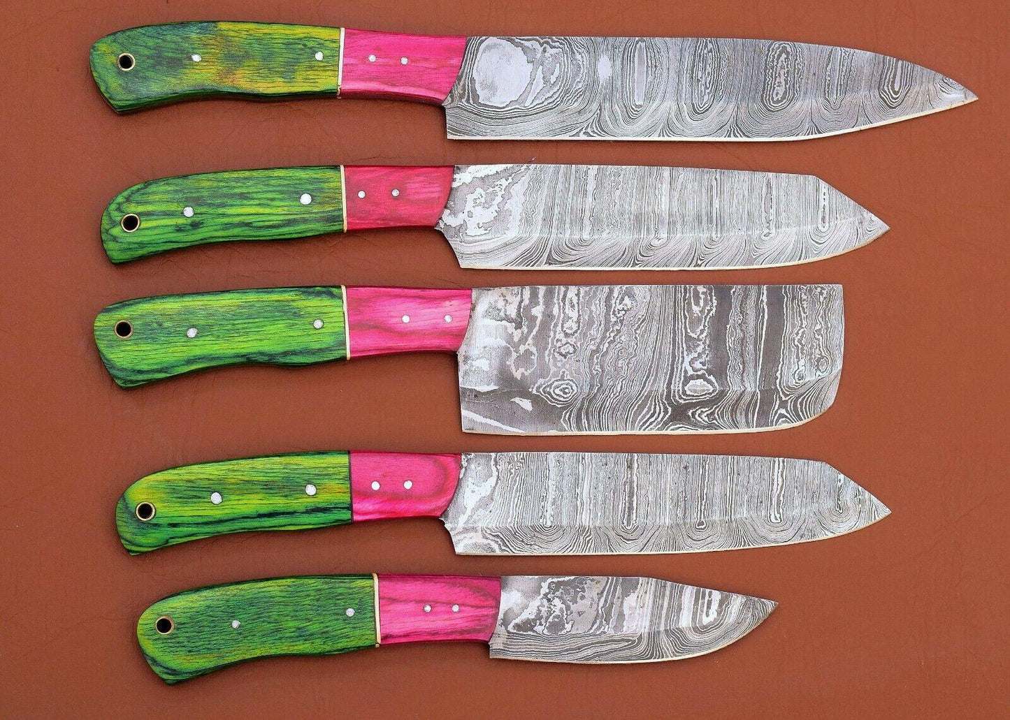 Handmade Damascus Steel Chef Knives Set | 5 Pc Professional Cutlery