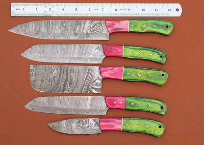 Handmade Damascus Steel Chef Knives Set  5 Pc Professional Cutlery 1
