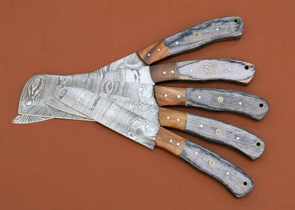 Forged Damascus Steel Kitchen Knife Set  Handmade Chef Collection 1