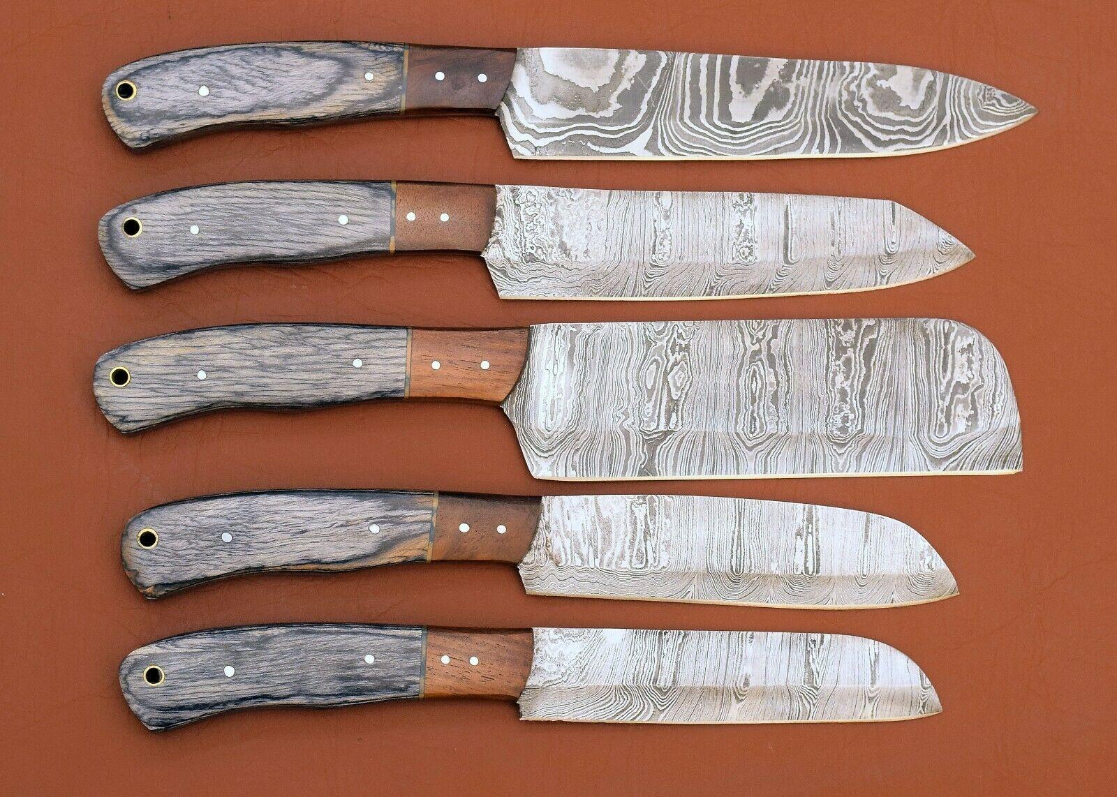 Forged Damascus Steel Kitchen Knife Set  Handmade Chef Collection 2