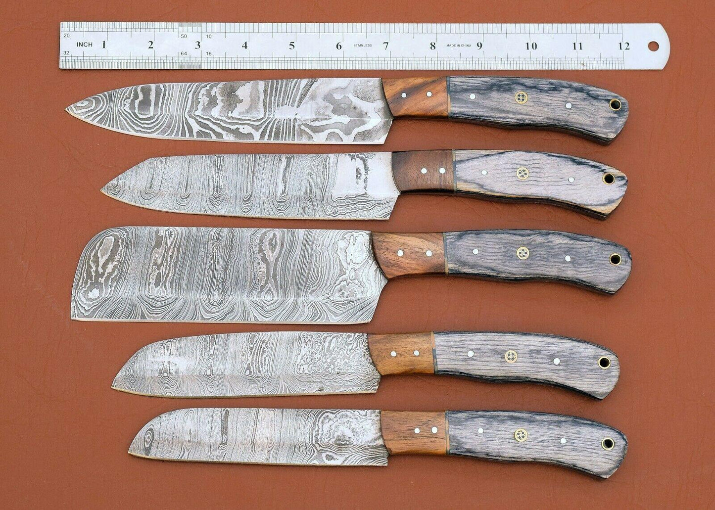 Forged Damascus Steel Kitchen Knife Set | Handmade Chef Collection