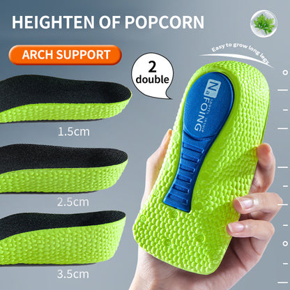 Orthopedic Memory Foam Height Increase Insoles, Men & Women Shoe Inserts with Arch Support, Flat Feet Relief & Heel