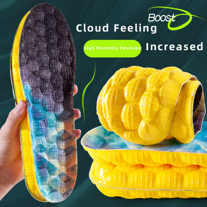 Mens Running Insoles with 4D Cloud Technology High Elasticity Sports Deodorant PU Sole Yellow Breathable Cushion