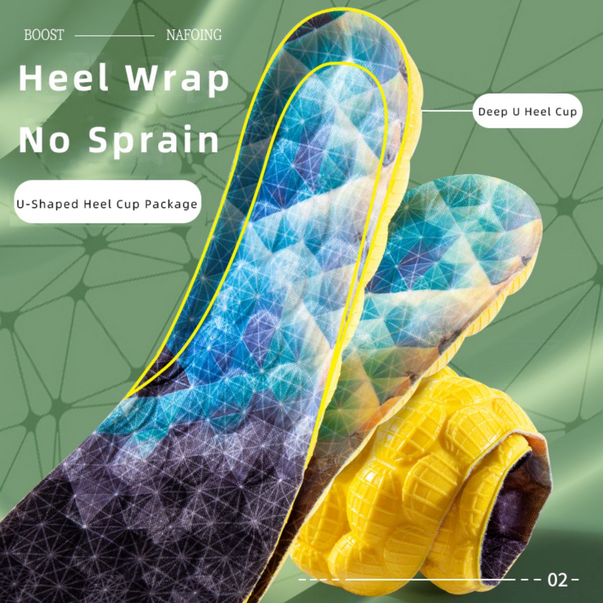 Mens Running Insoles With 4D Cloud Technology High Elasticity Sports Deodorant PU Sole Yellow Breat 2