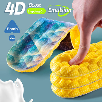 Mens Running Insoles With 4D Cloud Technology High Elasticity Sports Deodorant PU Sole Yellow Breat 4