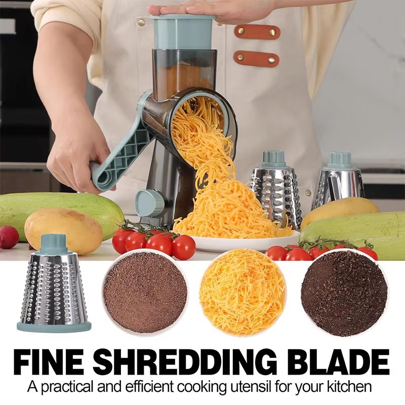 LMETJMA 3in1 Rotary Cheese Grater  Manual Vegetable Slicer  Nut Grinder 1
