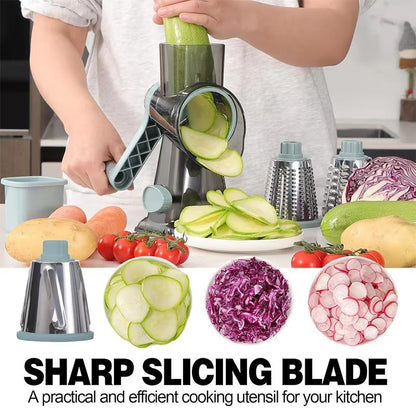 LMETJMA 3in1 Rotary Cheese Grater  Manual Vegetable Slicer  Nut Grinder 3