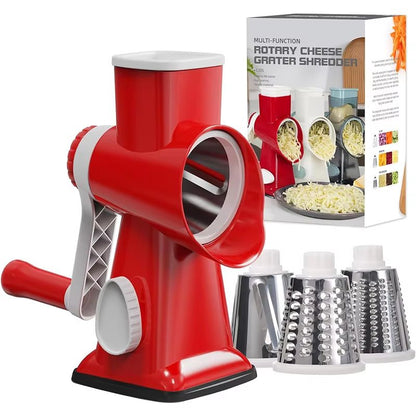 LMETJMA 3in1 Rotary Cheese Grater  Manual Vegetable Slicer  Nut Grinder 7