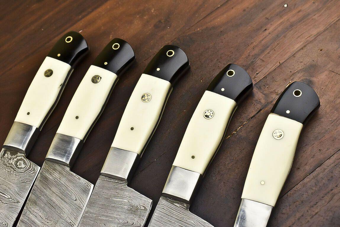 Luxury Handmade Damascus Steel Kitchen Knife Set  Chef Knives Lot Of 5 2