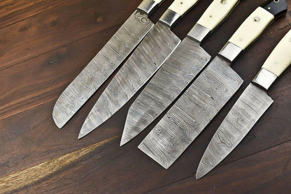 Luxury Handmade Damascus Steel Kitchen Knife Set  Chef Knives Lot Of 5 3