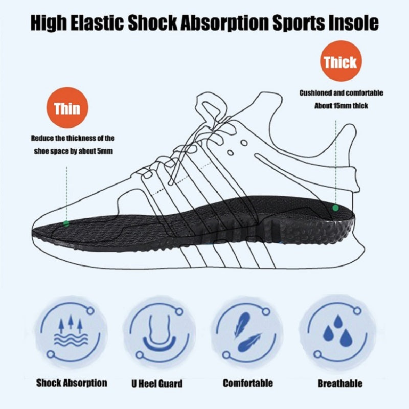 Breathable Cushion Sport Insoles for Shoes Sole Shock Absorption Deodorant Running Insoles for Feet Men Women Massage