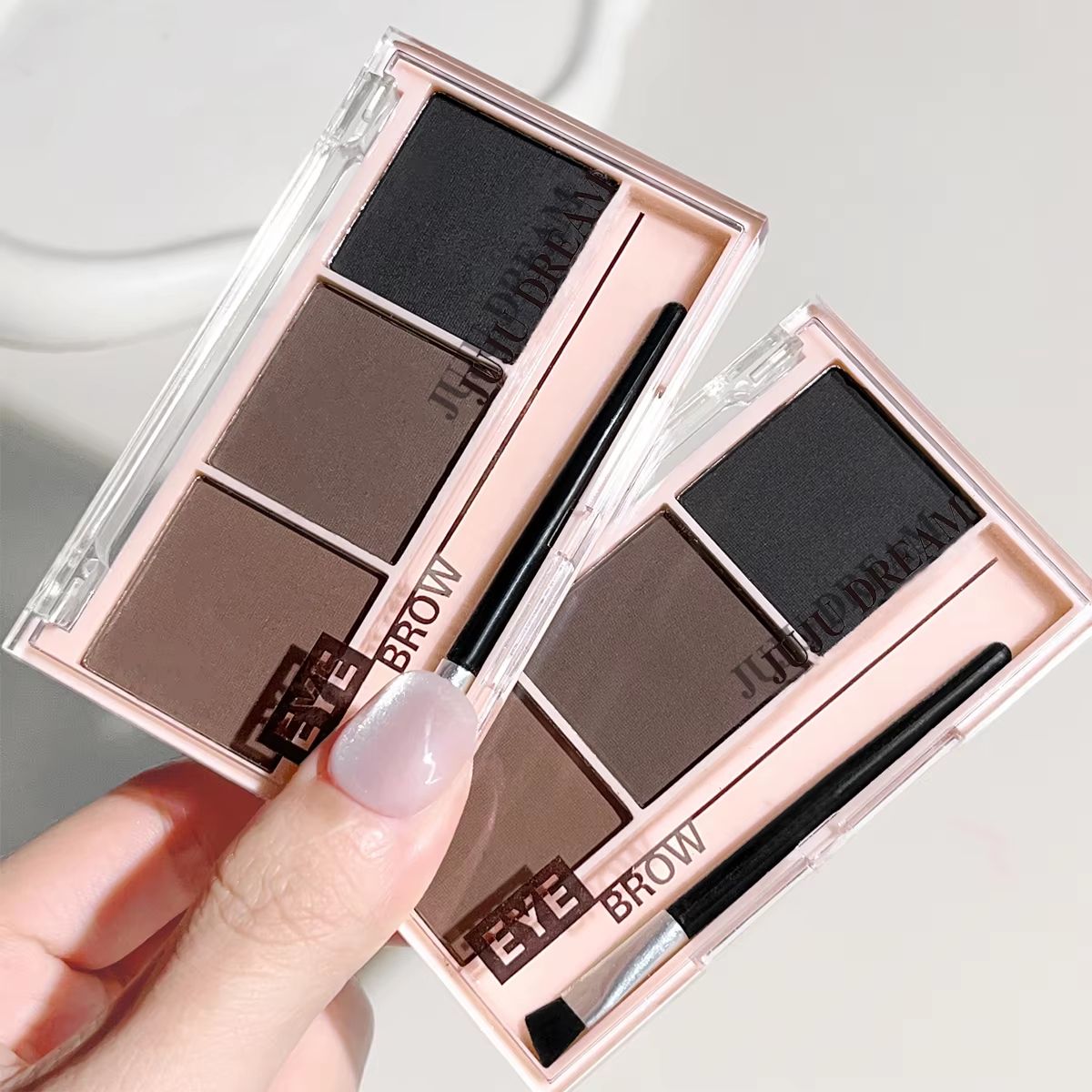 3Color Brow Powder Set With Brush  LongLasting Natural Eyebrow Makeup Kit 1