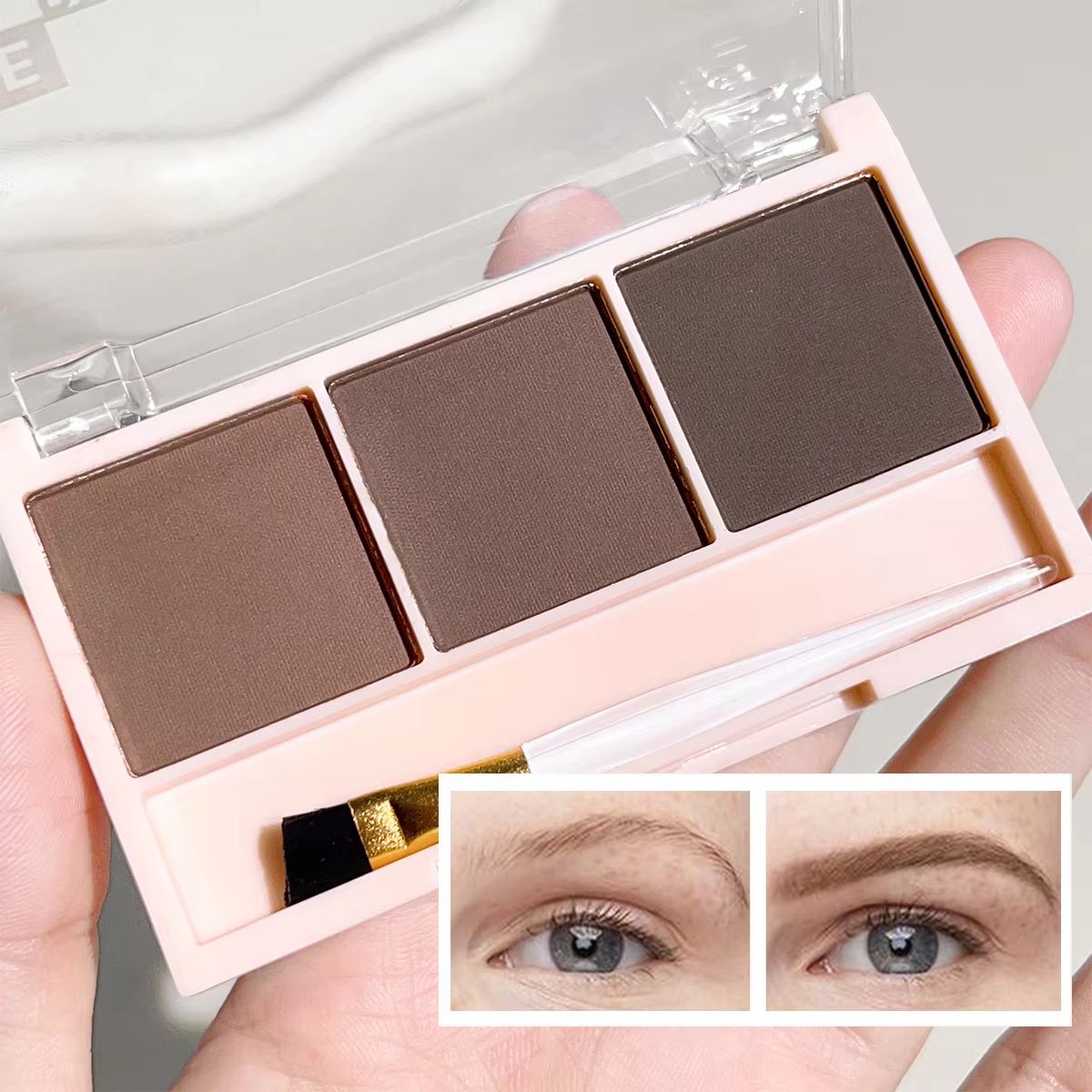 3Color Brow Powder Set With Brush  LongLasting Natural Eyebrow Makeup Kit 2